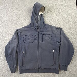 Vintage GAP Embroidered Logo Full Zip Hoodie Y2K Made in Korea Mens Size Medium